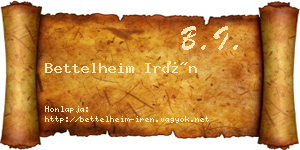 Bettelheim Irén névjegykártya